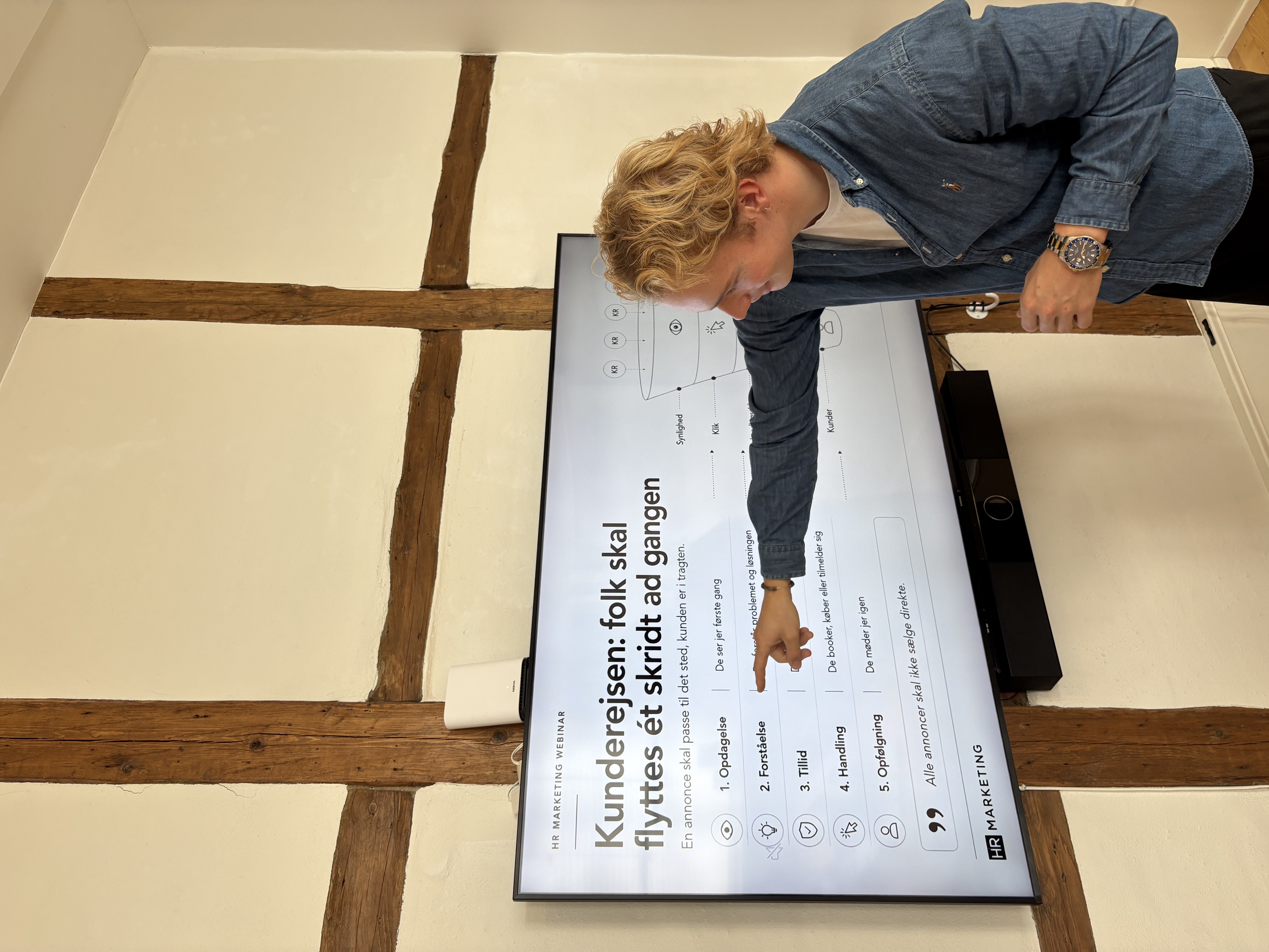 Bertram fra HR Marketing præsenterer annoncestrategi på et live-webinar